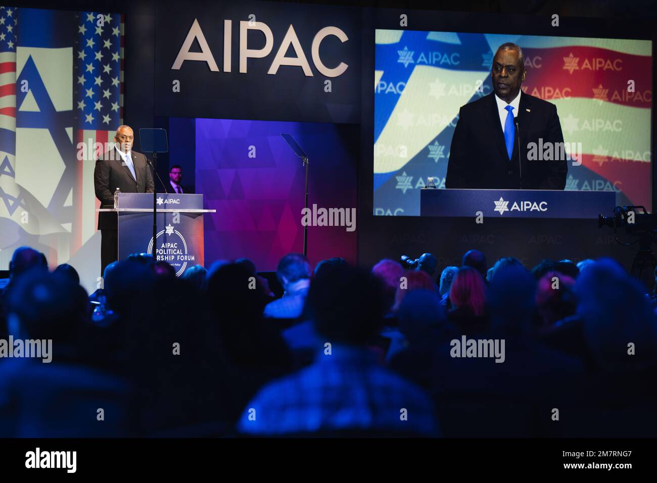 Washington, États-Unis d'Amérique. 10th janvier 2023. Washington, États-Unis d'Amérique. 10 janvier 2023. ÉTATS-UNIS Le secrétaire à la Défense, Lloyd Austin, prononce une allocution devant le Forum sur le leadership politique de la Commission américaine des affaires publiques israéliennes, 10 janvier 2023 à Washington, DC crédit: MC2 Alexander Kubitza/DOD photo/Alay Live News Banque D'Images