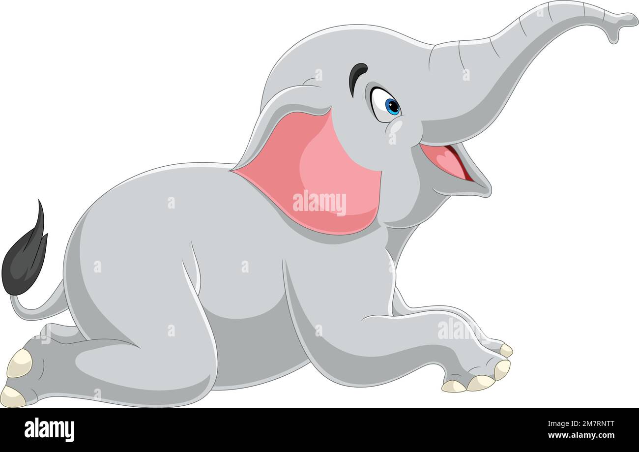 Joli dessin animé éléphant couché Illustration de Vecteur