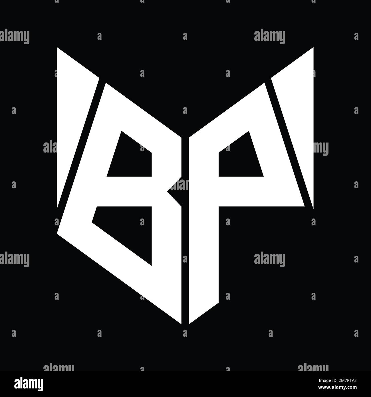 Logo BP monogramme avec gabarit de conception en forme de tranche hexagonale Banque D'Images