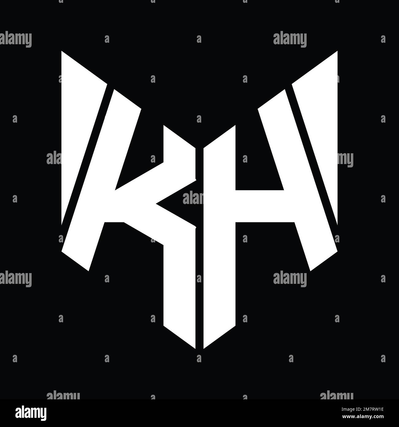 Monogramme KH logo avec gabarit de conception en forme de tranche hexagonale Banque D'Images