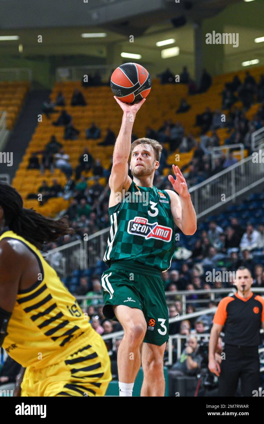 Athènes, Grèce. 10th janvier 2023. 3 NATE WOLTERS de Panathinaikos BC pendant l'Euroligue, Round 18, match entre Panathinaikos BC et Fenerbahce Beko Istanbul à Oaka Altion sur 10 janvier 2023 à Athènes, Grèce. Crédit : Agence photo indépendante/Alamy Live News Banque D'Images