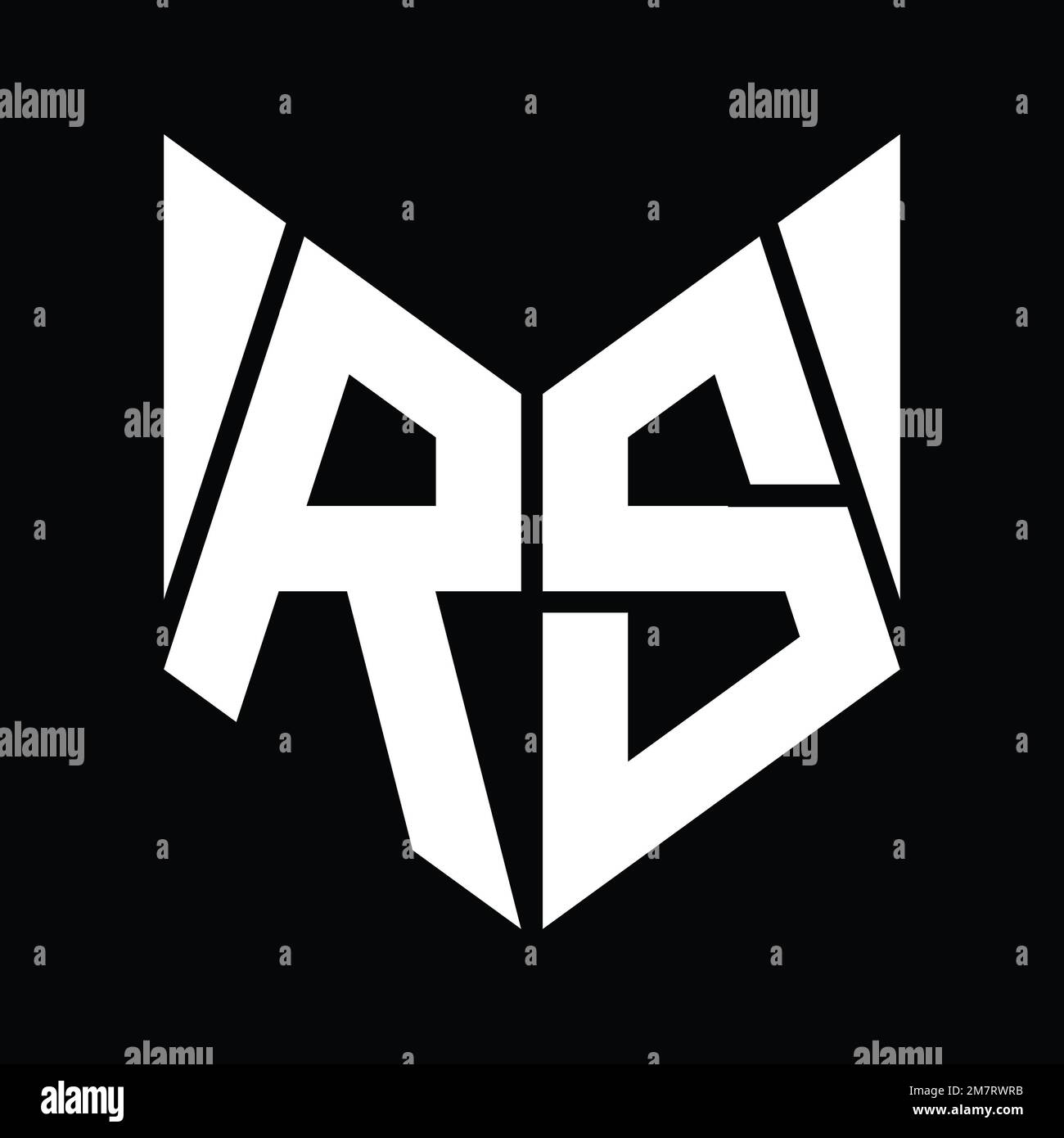 Monogramme logo RS avec gabarit de conception en forme de tranche hexagonale Banque D'Images