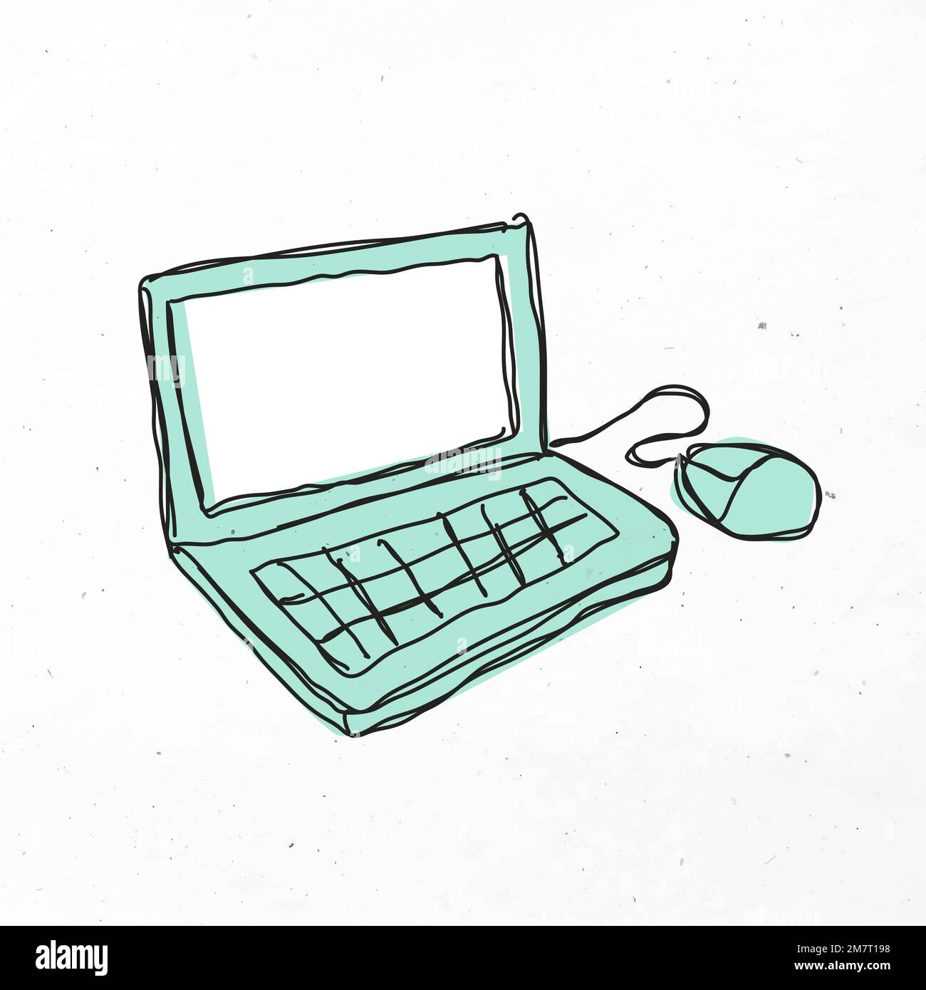 Clipart vecteur d'ordinateur portable dessiné à la main vert Illustration de Vecteur