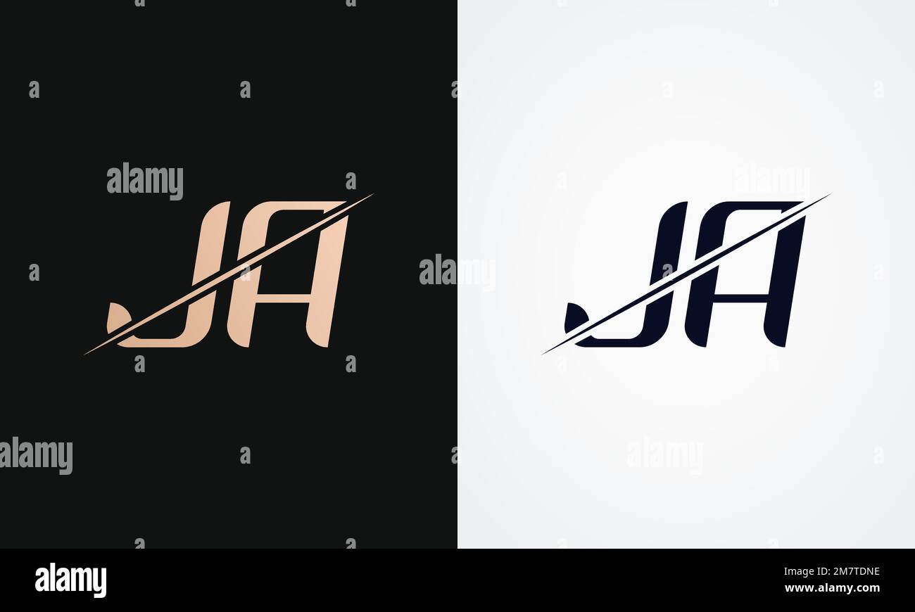 Ja modèle vectoriel de logo lettre. Logo lettre Ja doré et noir Illustration de Vecteur