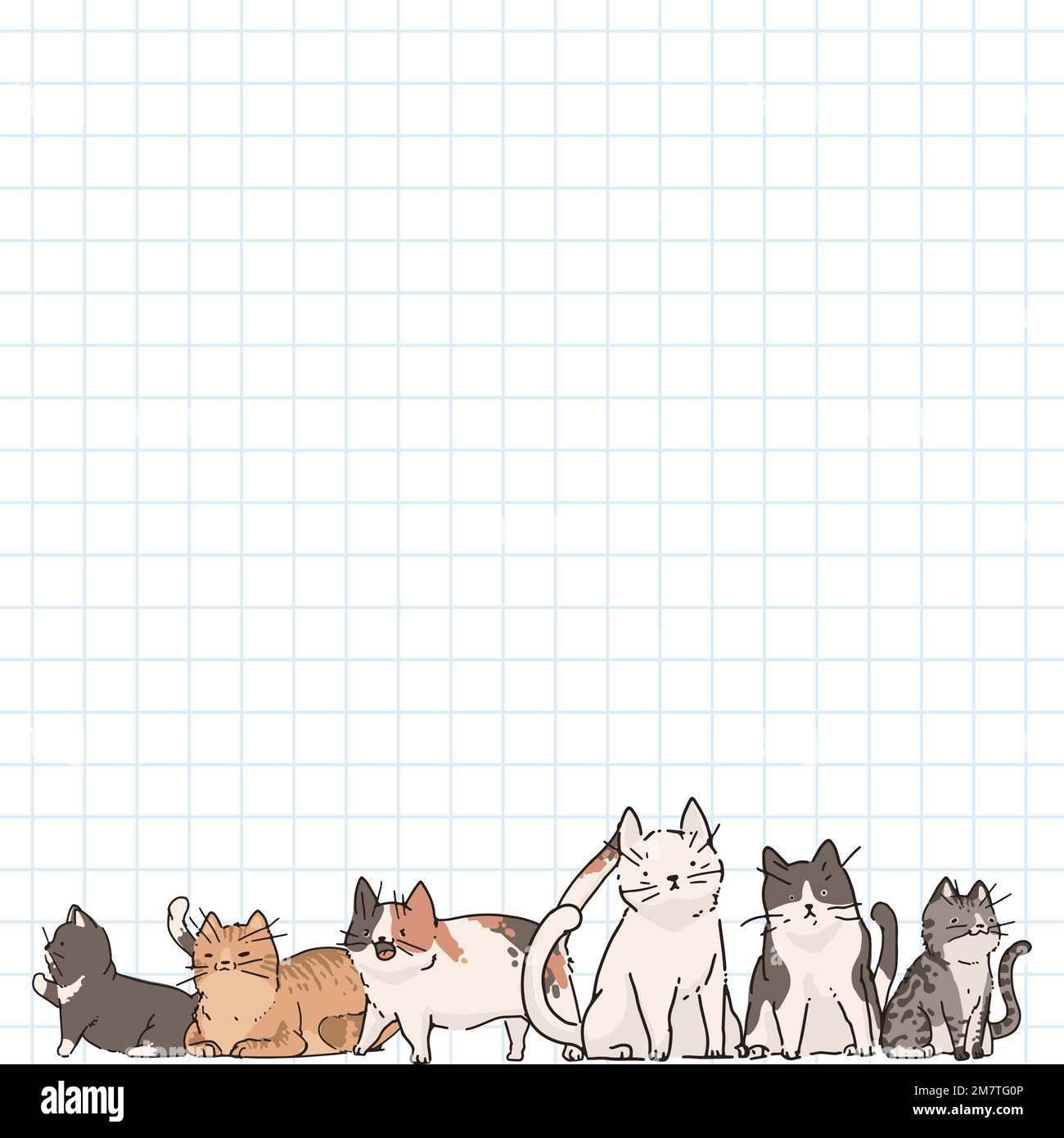 Graphique de motif de chat amant note modèle de papier vecteur Illustration de Vecteur