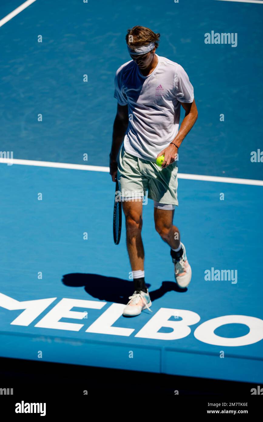 Melbourne, Australie. 11th janvier 2023. Tennis : Grand Chelem - Open d'Australie, entraînement. Alexander Zverev, d'Allemagne, est en action lors d'une session d'entraînement à la Margaret court Arena. L'Open d'Australie aura lieu du 16 au 29.01.2023. Credit: Frank Molter/dpa/Alay Live News Banque D'Images