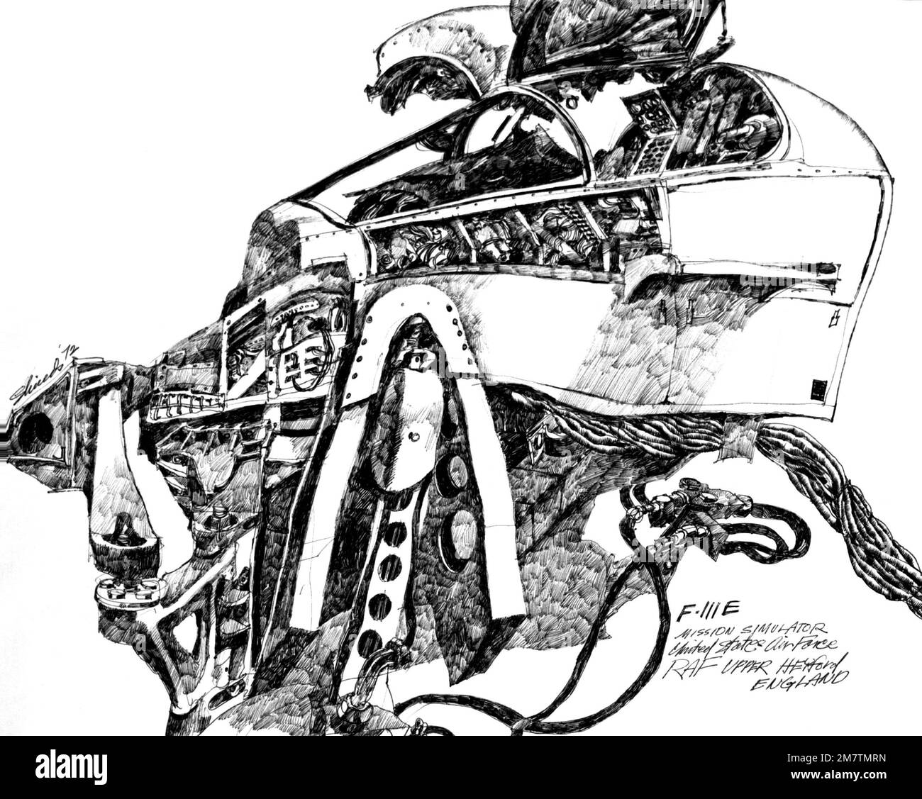 Illustration: 'F-111E Mission Simulator' artiste: WM. Protections. Pays : inconnu Banque D'Images Illustration: 'F-111E Mission Simulator' artiste: WM. Protections. Pays : inconnu Banque D'Images
