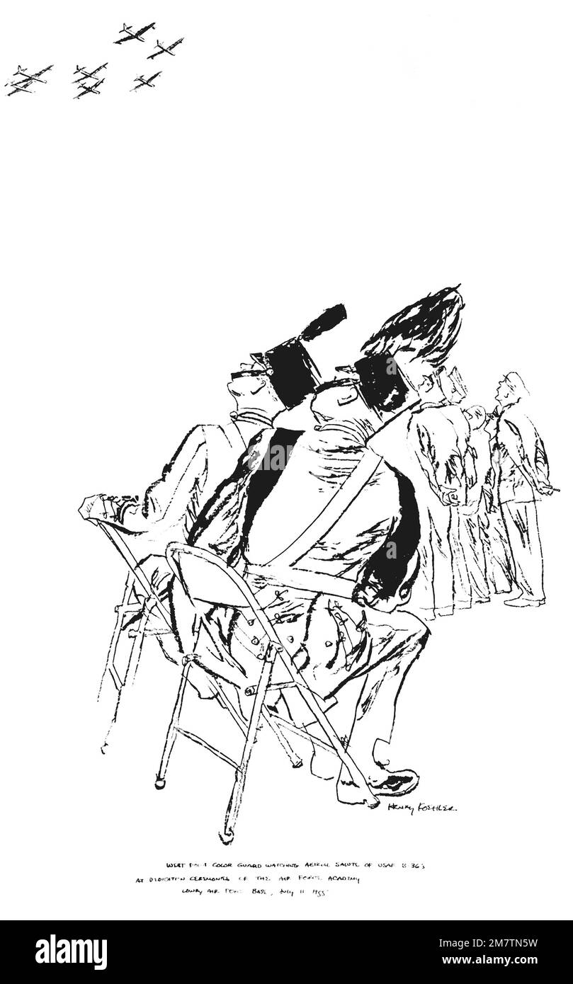 Œuvres d'art: 'B-36s sur le dédicace de l'Académie de la Force aérienne' artiste: Henry Koehler. Pays : inconnu Banque D'Images