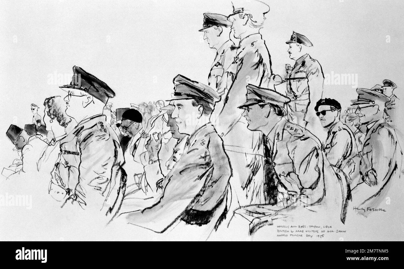 Œuvres d'art : Journée des forces armées, base aérienne de Wheelus, Tripoli, 1956 artiste : Henry Koehler. Pays : inconnu Banque D'Images