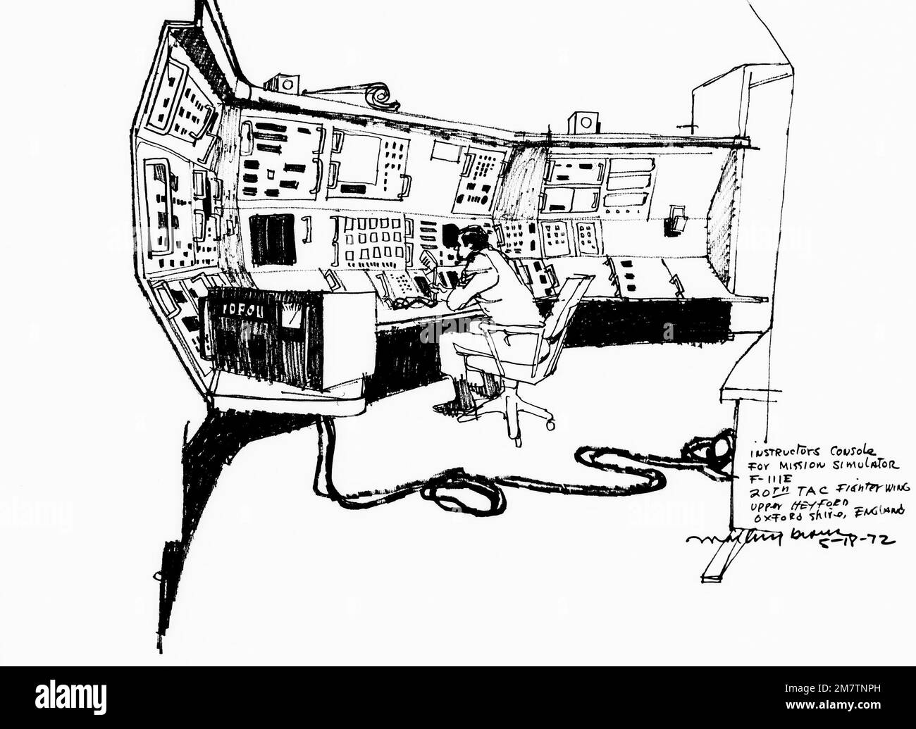 Illustration: 'Console d'instructeur pour simulateur de mission - Kelly AFB' artiste: Marbury Brown. Pays : inconnu Banque D'Images Illustration: 'Console d'instructeur pour simulateur de mission - Kelly AFB' artiste: Marbury Brown. Pays : inconnu Banque D'Images
