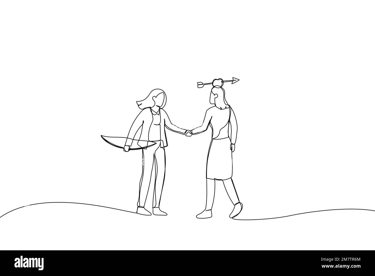 Illustration des hommes d'affaires qui se sont mis d'accord après avoir fini danger risque risqué tir à l'arc exposition. Métaphore pour partenaire de confiance, relati d'affaires Illustration de Vecteur