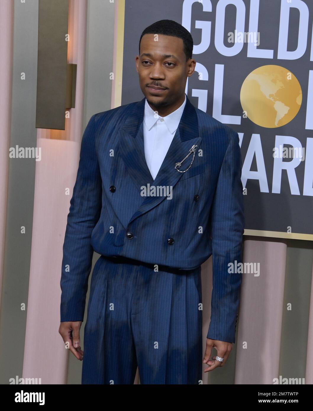 Beverly Hills, États-Unis. 10th janvier 2023. Tyler James Williams arrive pour les Golden Globe Awards 80th annuels au Beverly Hilton, à Beverly Hills, en Californie, mardi, 10 janvier 2023. Photo de Jim Ruymen/UPI crédit: UPI/Alay Live News Banque D'Images