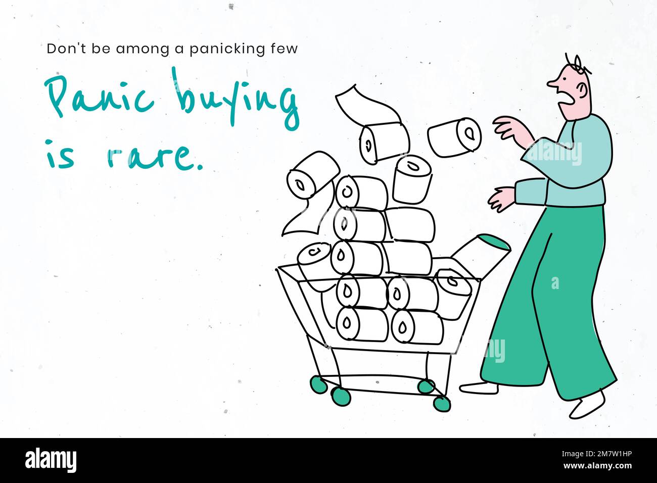 Évitez les achats de panique et le stockage. Cette image fait partie de notre collaboration avec l'équipe des sciences du comportement de Hill+Knowlton Strategies pour révéler whic Illustration de Vecteur