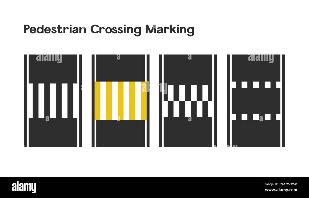 Marquages routiers horizontaux, illustration du vecteur de passage pour piétons. Illustration de Vecteur
