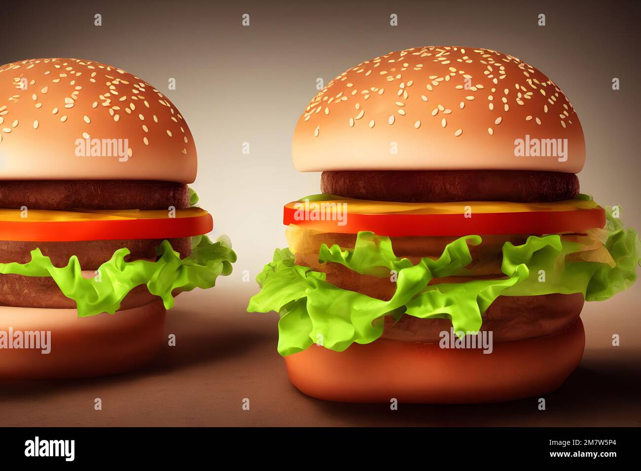 3d illustration du hamburger, un produit de restauration rapide classique Banque D'Images