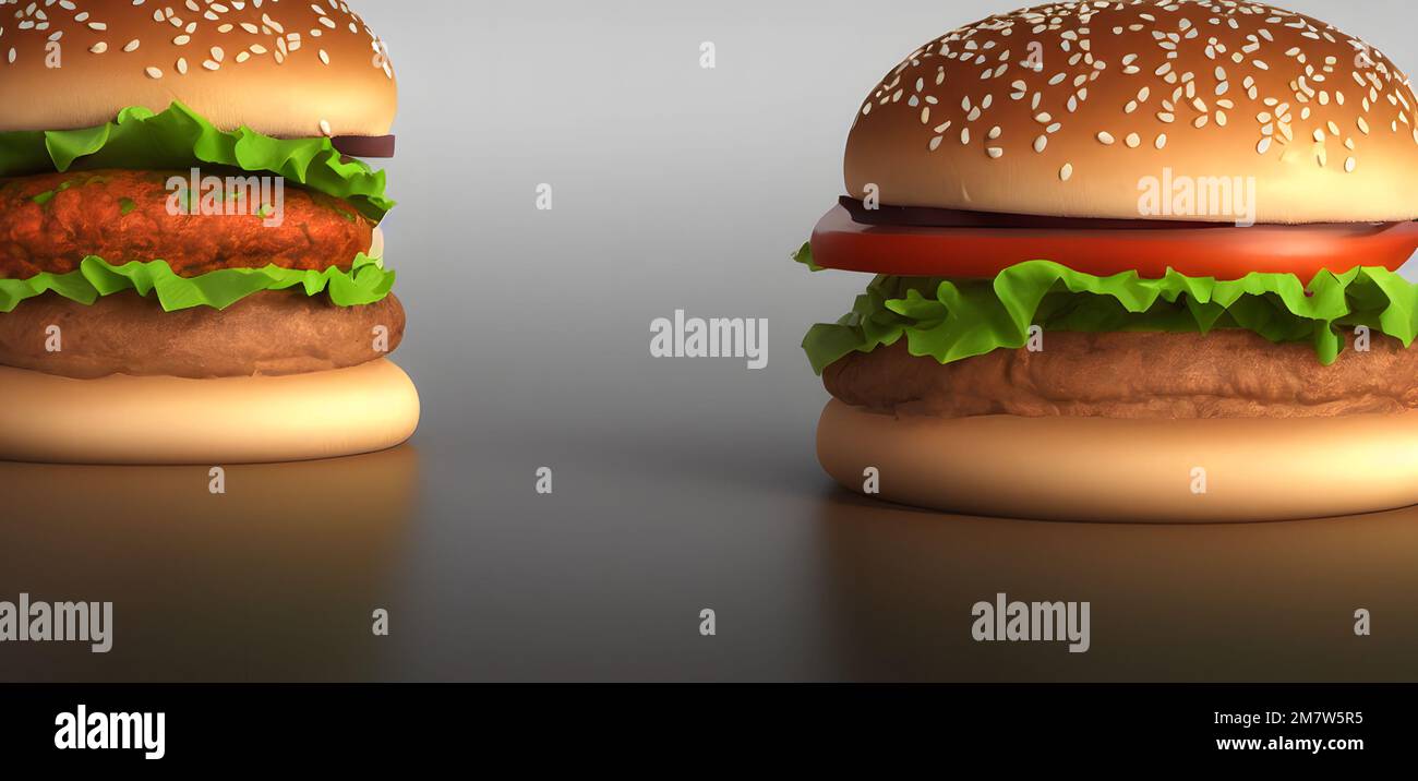 3d illustration du hamburger, un produit de restauration rapide classique Banque D'Images