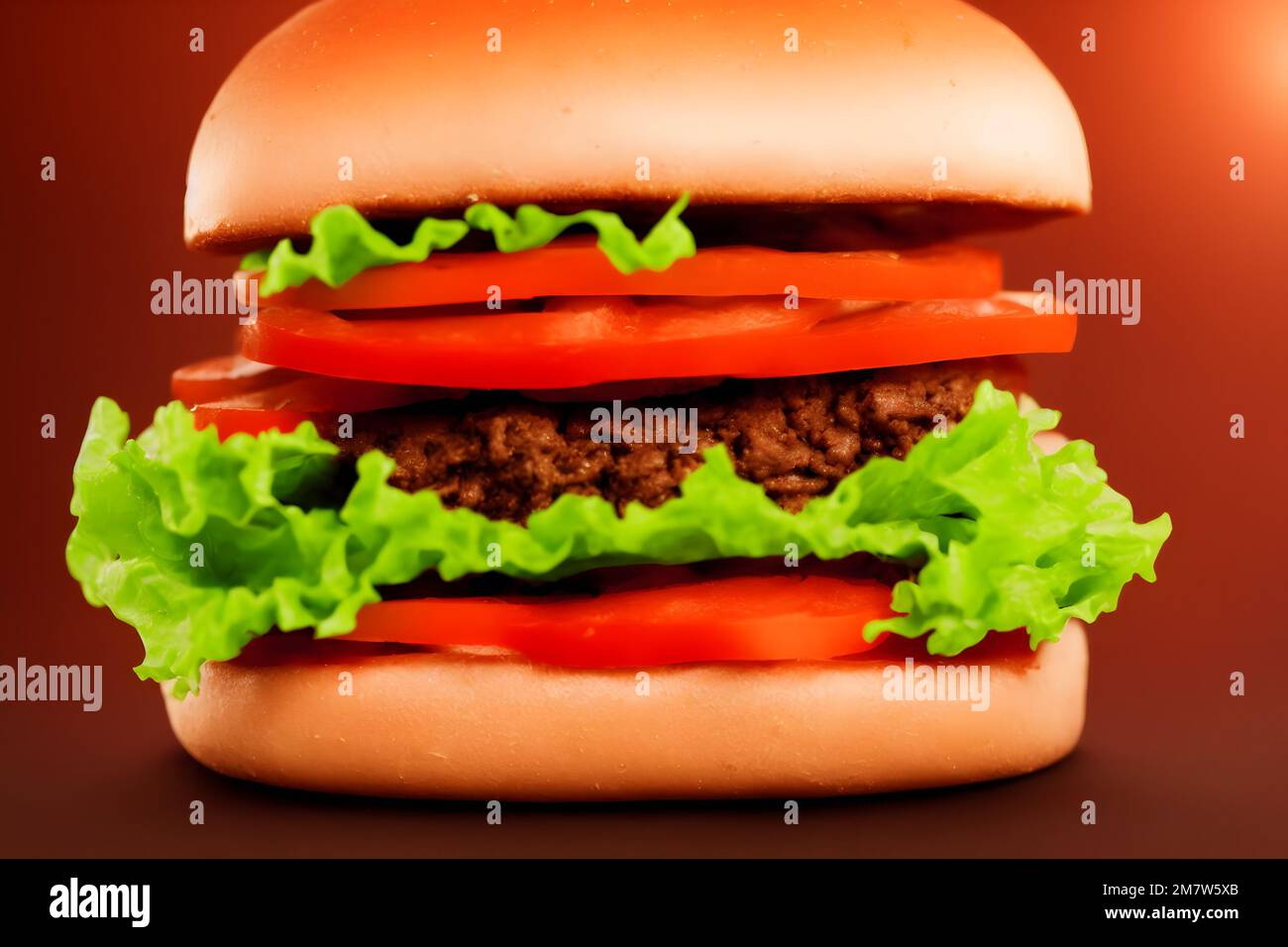 Photo d'un savoureux hamburger avec légumes verts, un plat de restauration rapide classique Banque D'Images