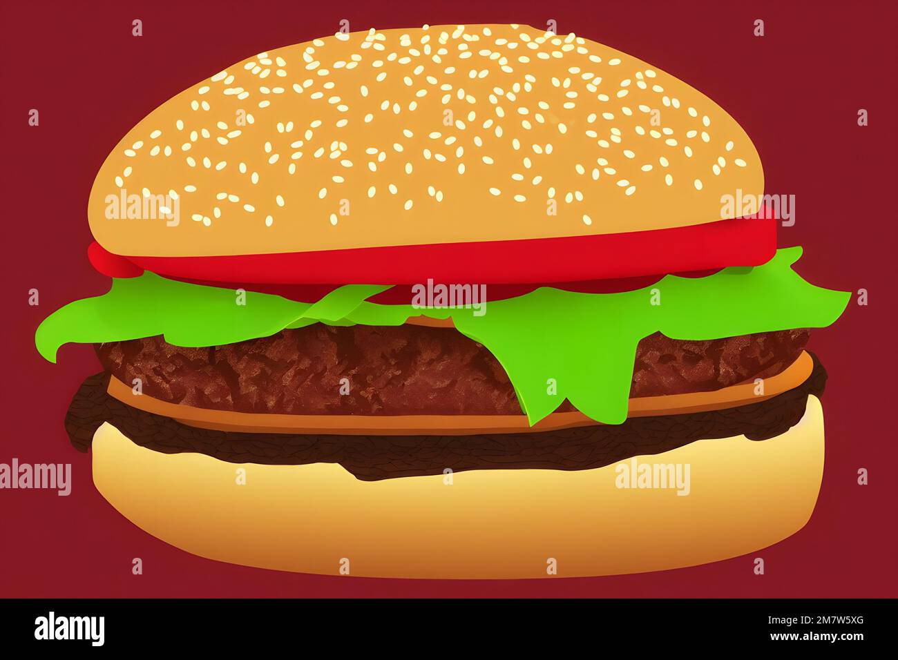 Illustration d'un hamburger dans un style contemporain, un classique de restauration rapide Banque D'Images