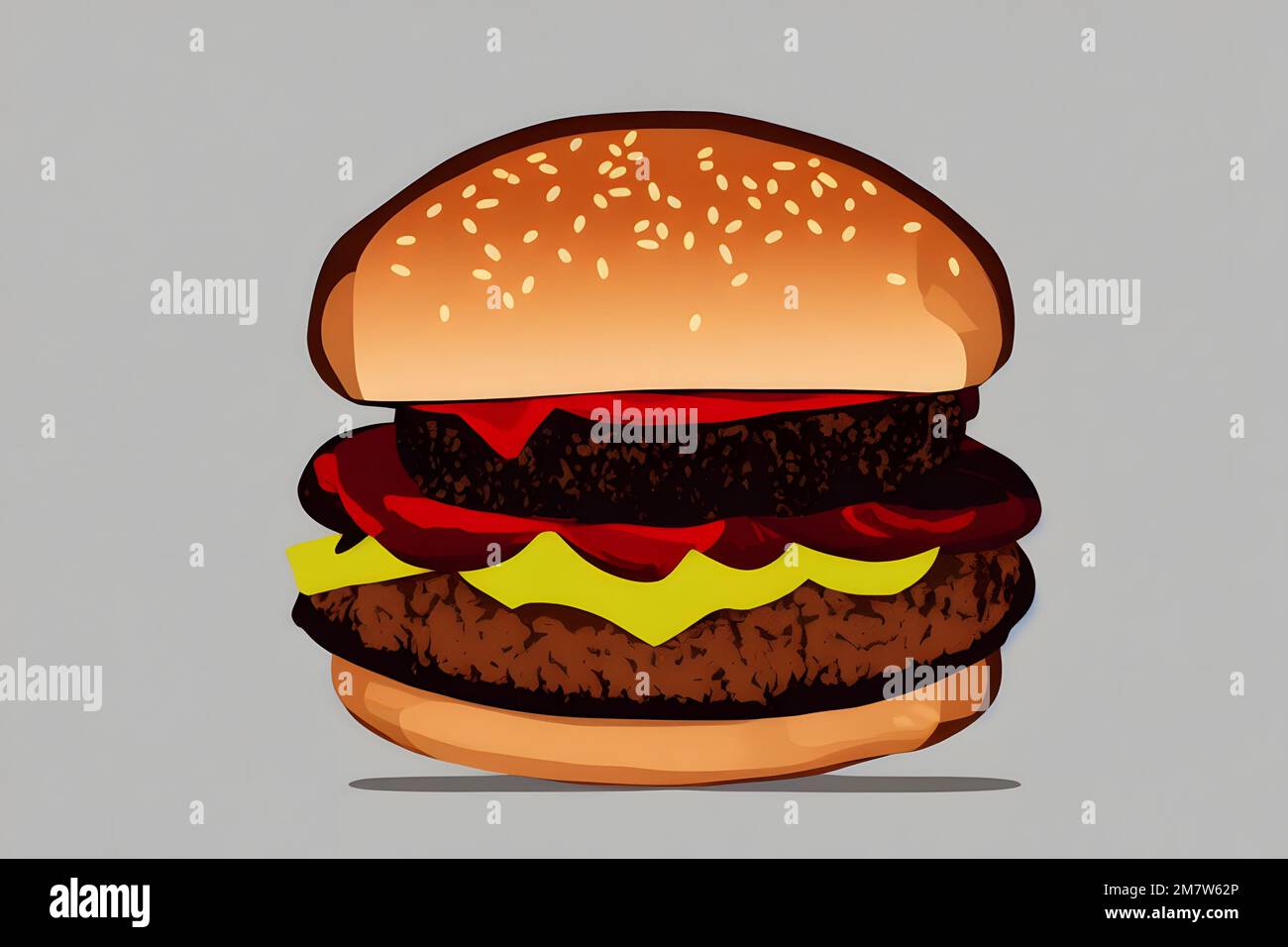 Illustration d'un hamburger de style rétro, un classique de restauration rapide Banque D'Images