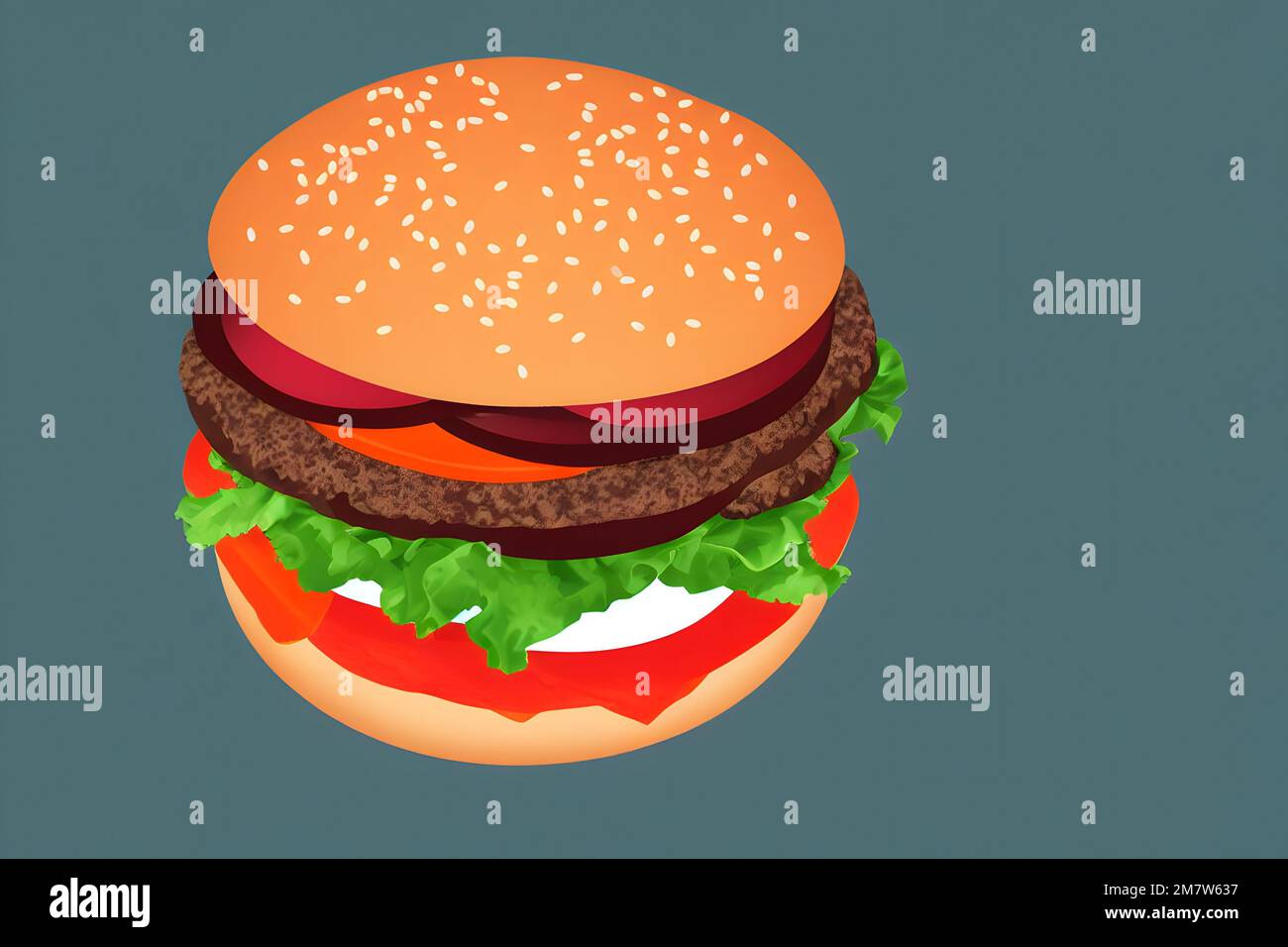 Illustration d'un hamburger de style plat, un produit de restauration rapide classique Banque D'Images