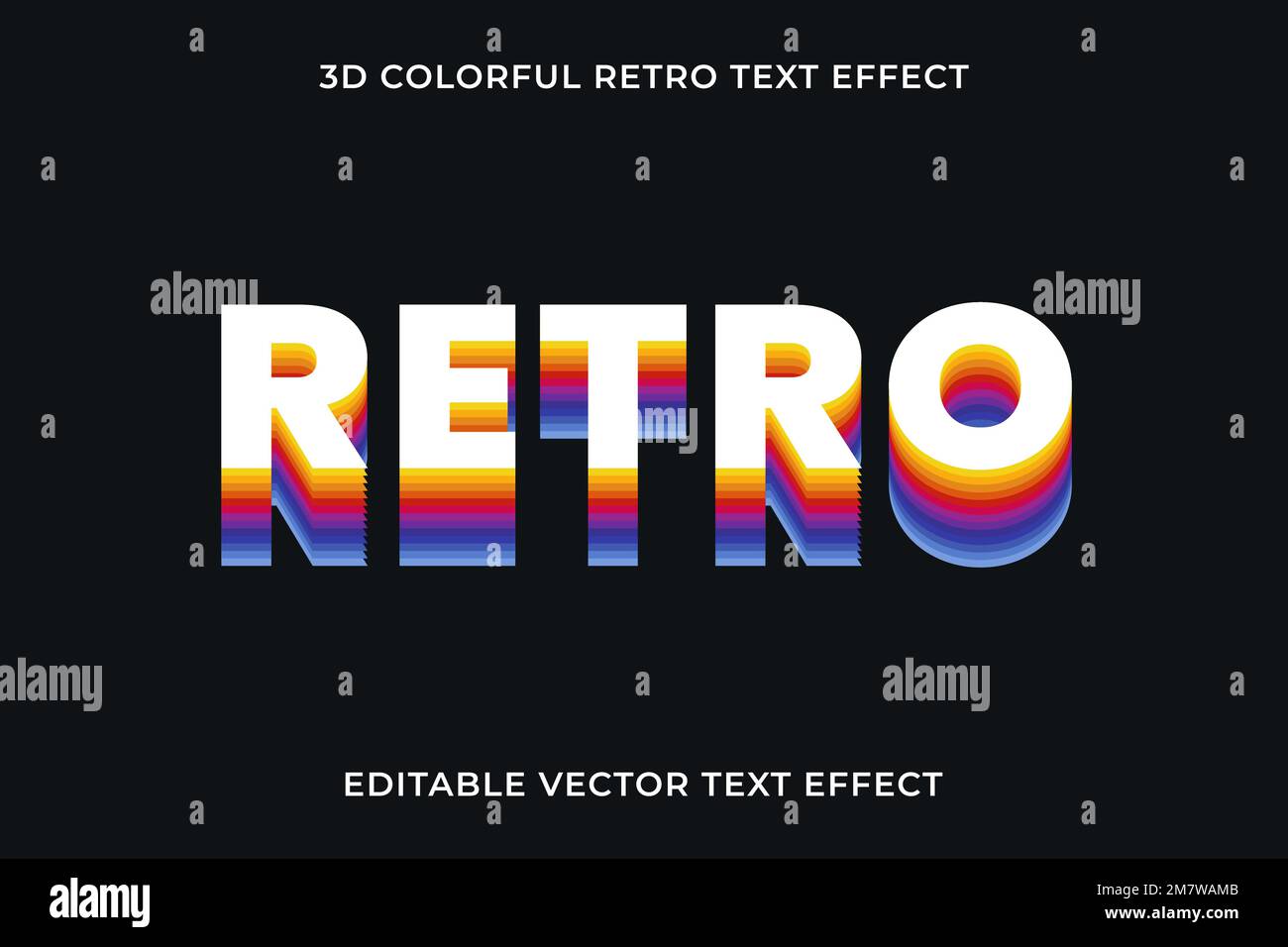 Modèle vectoriel d'effet de texte rétro modifiable Illustration de Vecteur