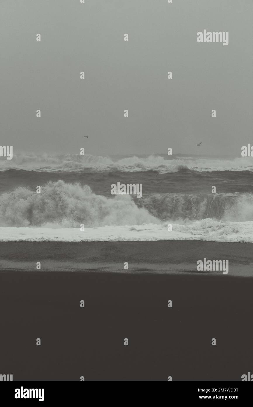 Météo orageux sur la plage photo monochrome paysage Banque D'Images