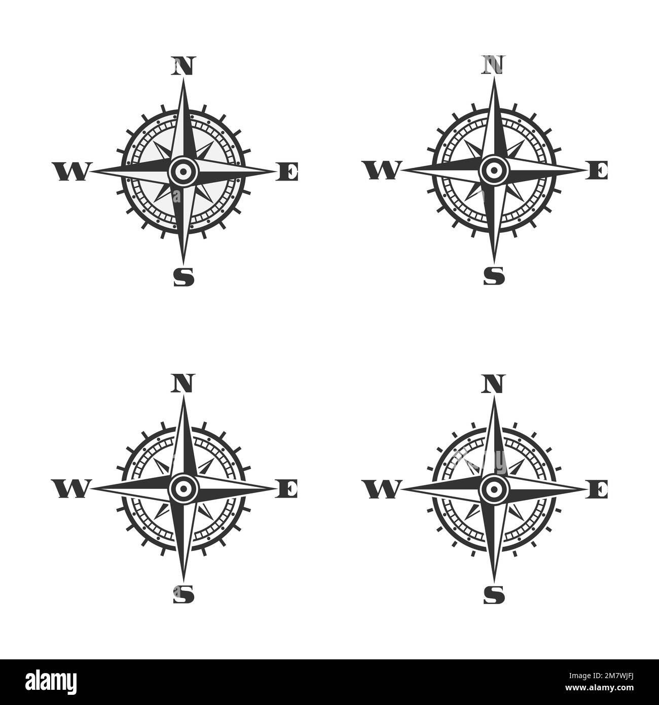 Icône de boussole. Icône rose à vent noir isolée sur fond blanc. Illustration vectorielle. SPE 10. Illustration de Vecteur