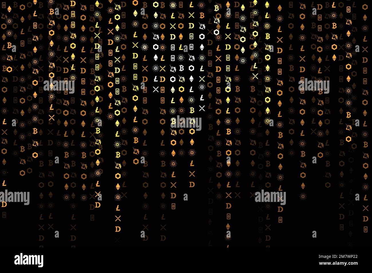 Concept de blockchain open-source à vecteur d'arrière-plan numérique à codage de crypto-monnaie Illustration de Vecteur