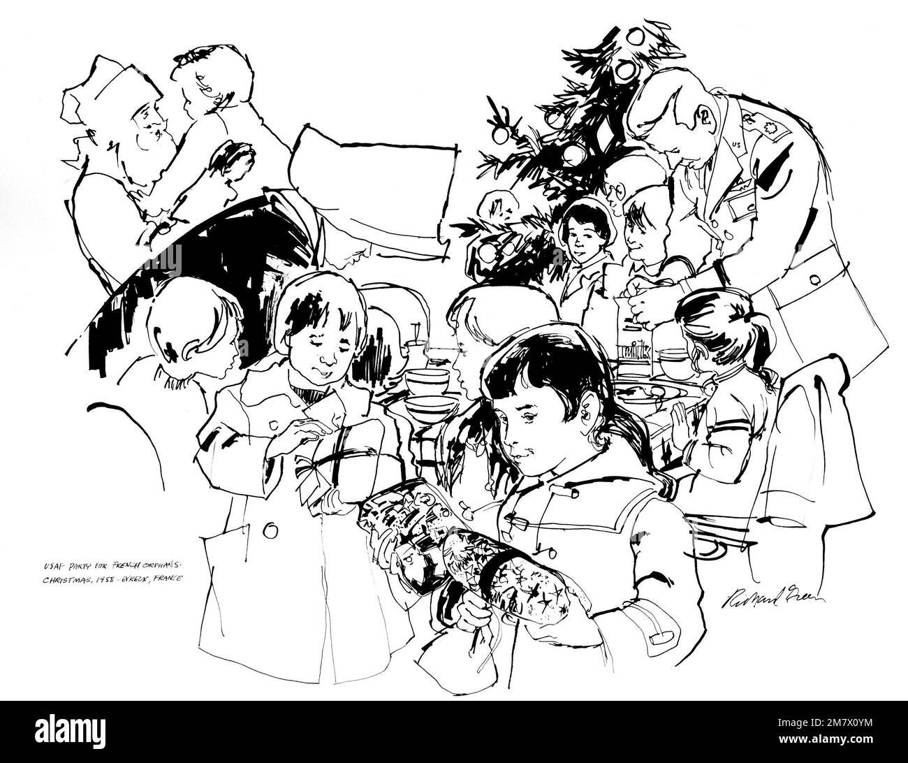 Œuvres d'art: 'Air Force Party for French Orphans'. Artiste: Richard Green. Pays : inconnu Banque D'Images Œuvres d'art: 'Air Force Party for French Orphans'. Artiste: Richard Green. Pays : inconnu Banque D'Images
