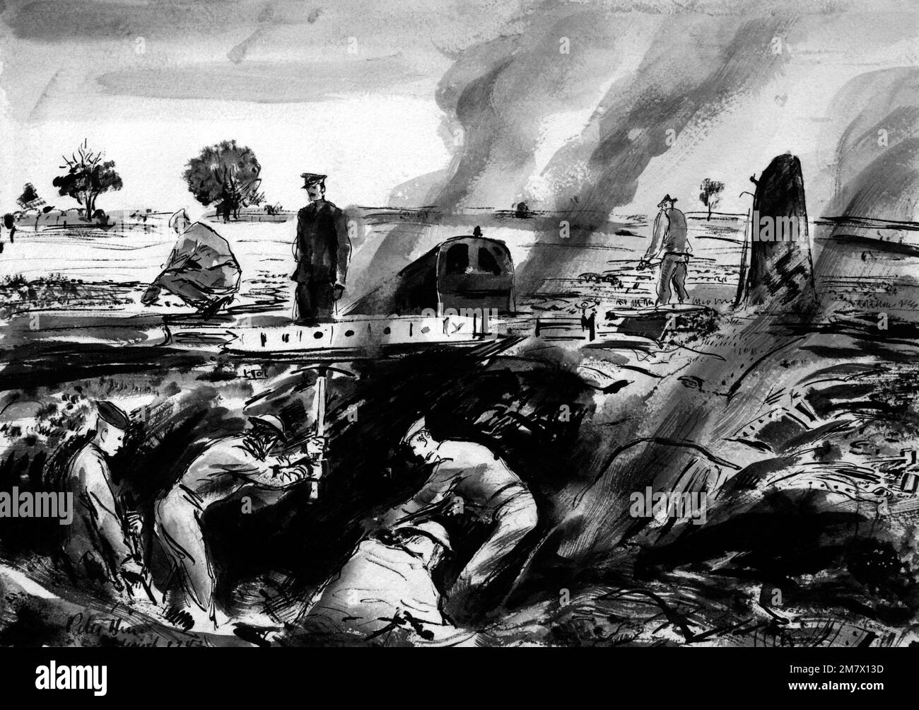 Œuvres d'art: 'Wreckage of a German Bomber in England,' 1942 artiste: Peter Hurd. Pays : inconnu Banque D'Images