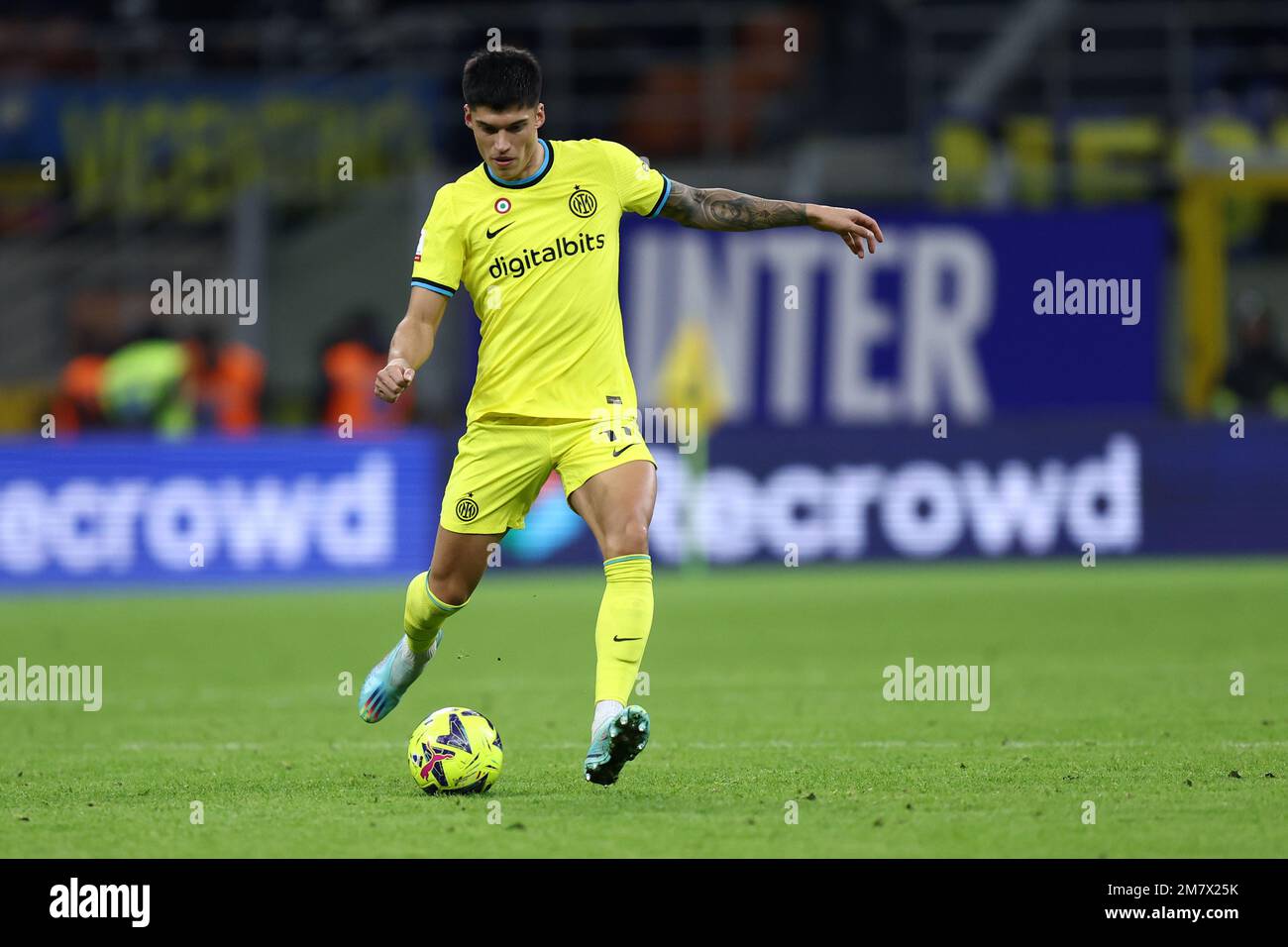 Joaquin Correa du FC Internazionale en action pendant le match de football de Coppa Italia entre le FC Internazionale et Parme Calcio. Le FC Internazionale remporte 2-1 victoires sur Parme Calcio. Banque D'Images