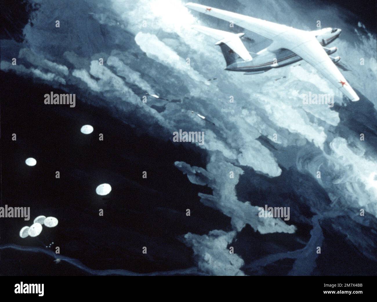 Une vue sur le concept de transport candid par avion d'un artiste soviétique. Pays : inconnu Banque D'Images