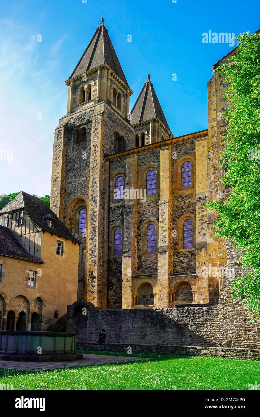 Abbaye romane Sainte-Foy - Conques, France Banque D'Images