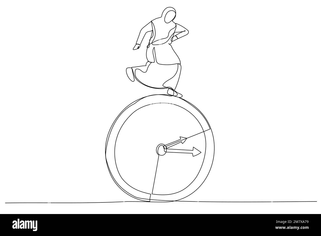 Dessin animé d'une femme d'affaires musulmane qui tourne sur la montre. Concept d'échéance. Style de dessin au trait continu unique Illustration de Vecteur Dessin animé d'une femme d'affaires musulmane qui tourne sur la montre. Concept d'échéance. Style de dessin au trait continu unique Illustration de Vecteur