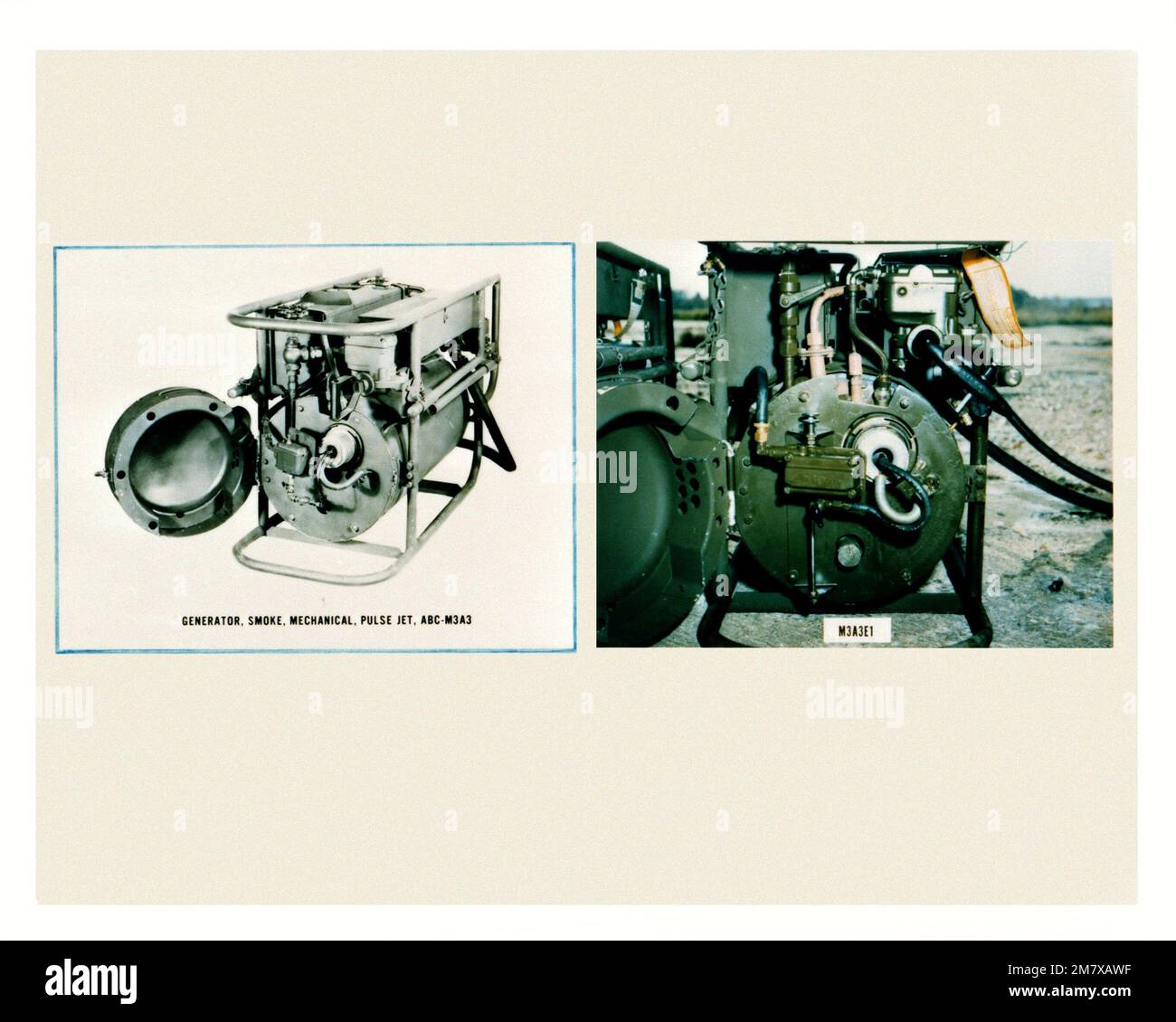 Un aperçu des générateurs de fumée mécaniques M-3A3 mis au point par Chemical Systems Laboratory. Base: Aberdeen Proving Grounds État: Maryland (MD) pays: Etats-Unis d'Amérique (USA) Banque D'Images
