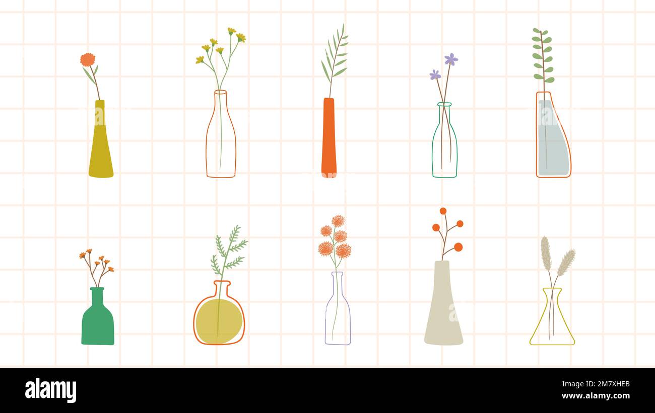 Fleurs en forme d'oedle colorées en forme de vases vector Illustration de Vecteur