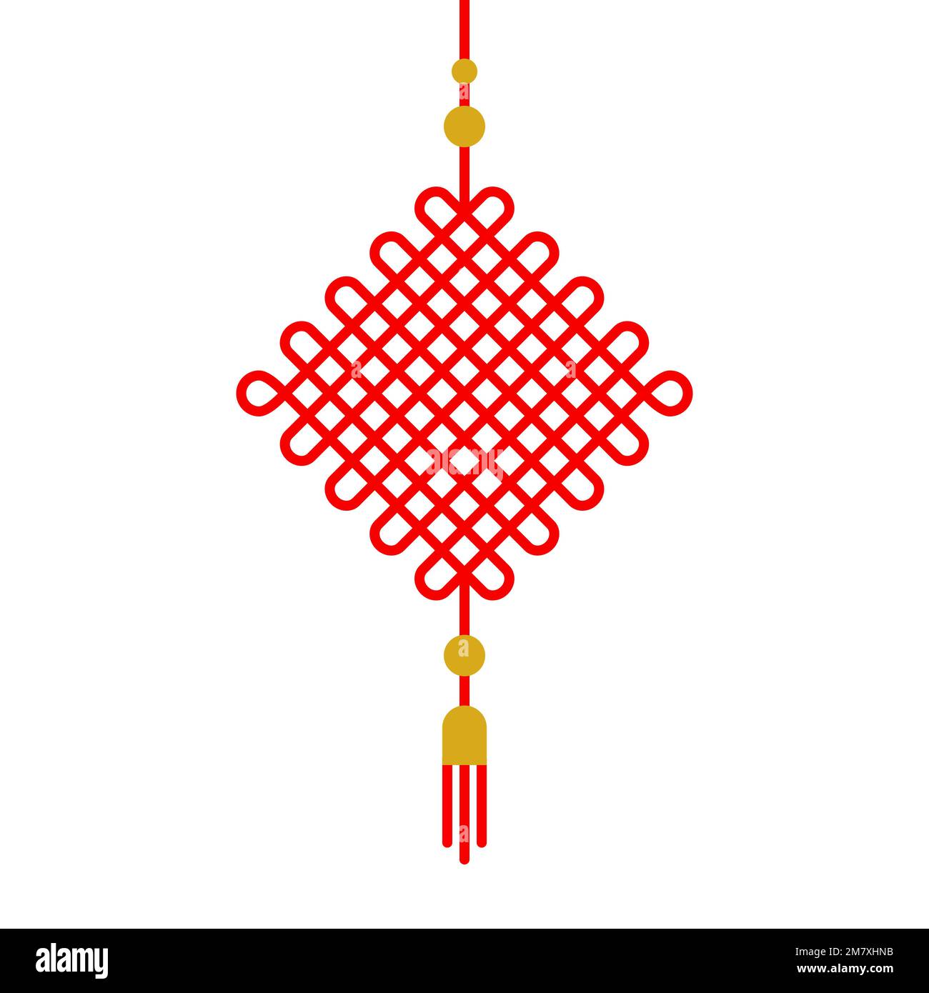 Suspension de nœuds chinois rouges amulet. Bonne année chinoise. Année du lapin. 2023. Illustration vectorielle, conception plate Illustration de Vecteur
