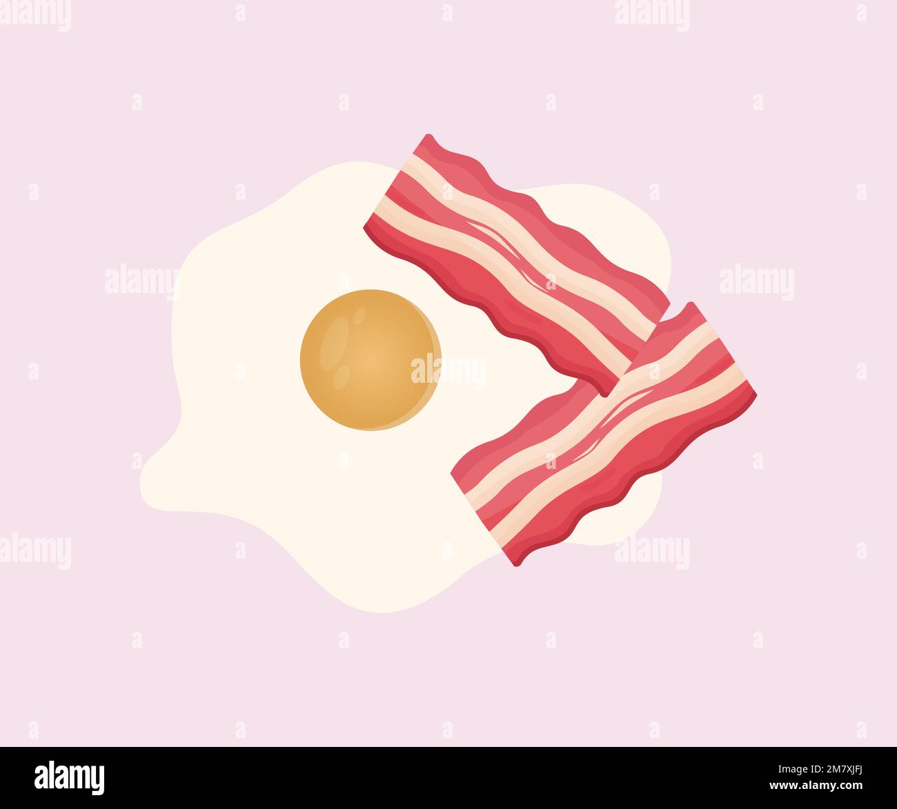 Œuf frit et bacon pour le petit déjeuner, logo petit déjeuner sain. Motif et illustration de vecteur de bacon et d'œufs classiques. Illustration de Vecteur