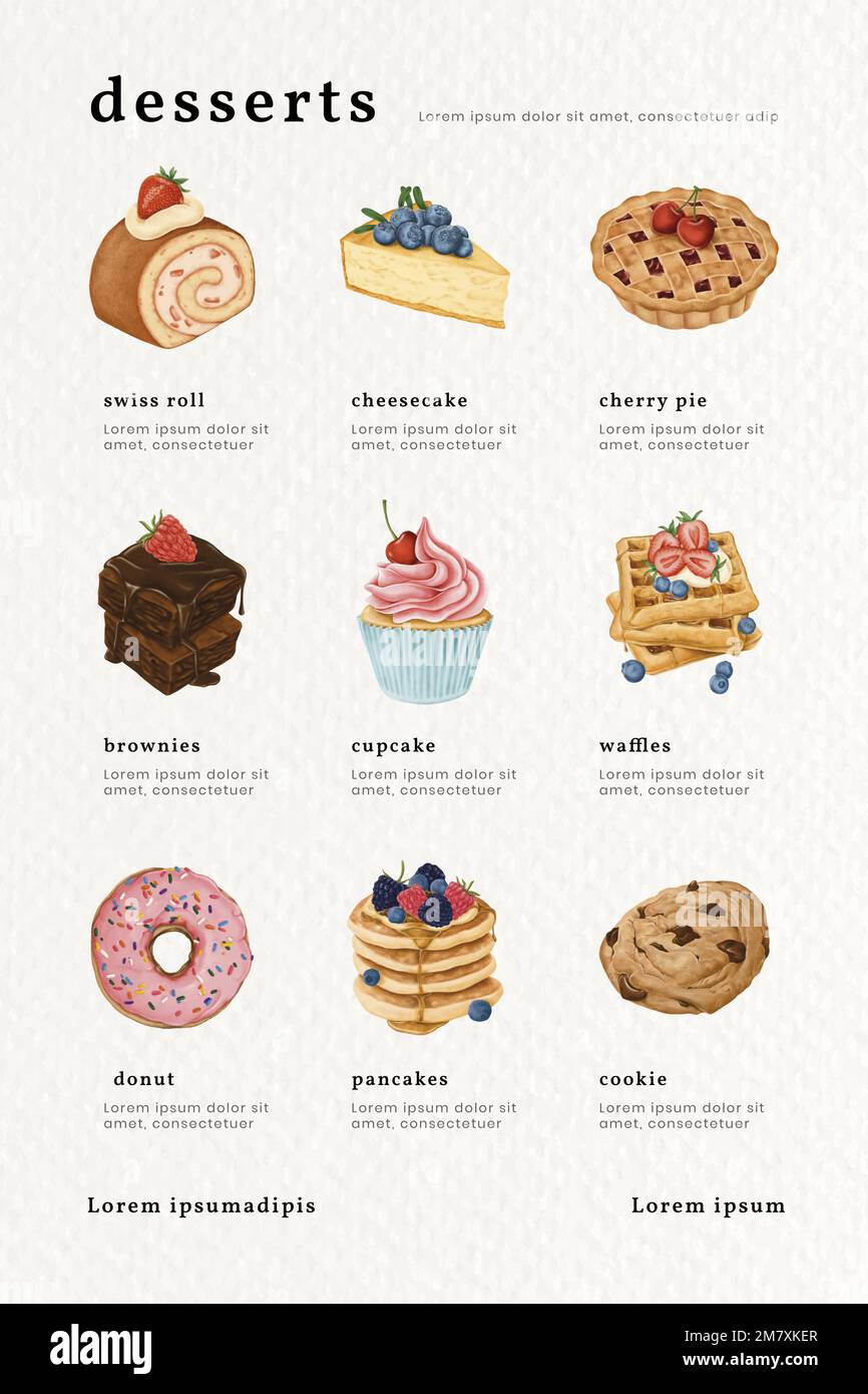 Graphique de menu de boulangerie tracé à la main vecteur de modèle Pinterest Illustration de Vecteur