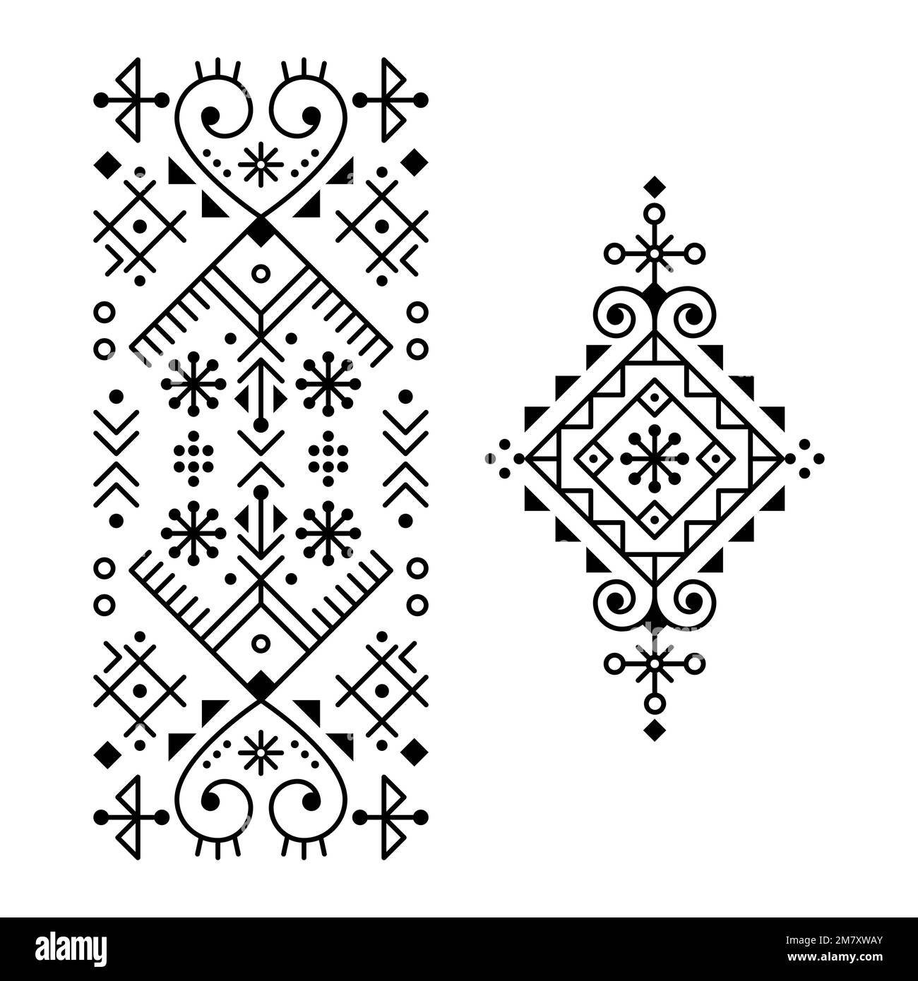 Collection minimaliste de motifs vectoriels d'art tribal d'inspiration islandaise, motifs géométriques inspirés de l'art de la rune nordique viking Illustration de Vecteur