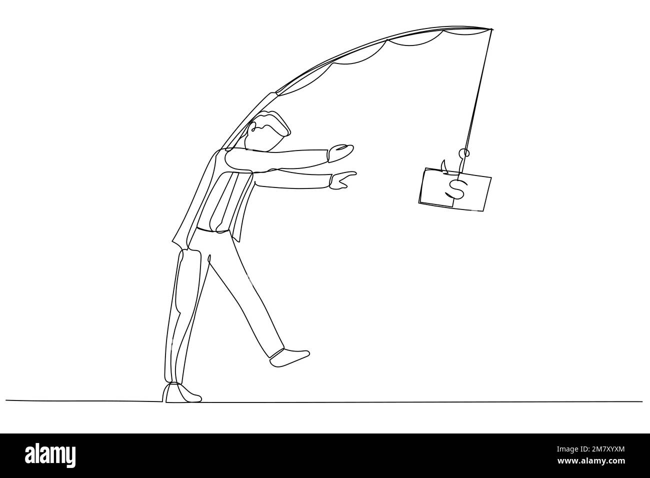 Dessin d'homme d'affaires marcher comme des zombies vivre la vie avec l'argent comme motivation. Design en ligne continue Illustration de Vecteur