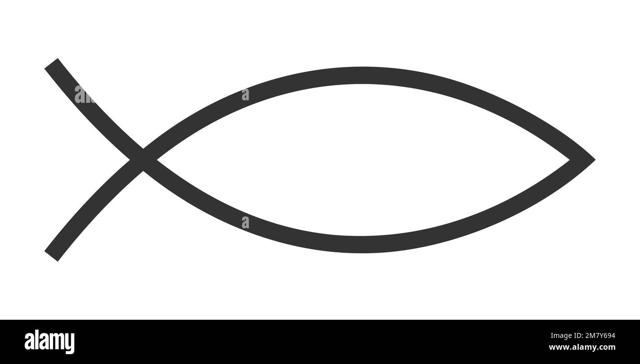Icône Ichthys. Jésus poisson bible symbole isolé sur fond blanc. Le secret shibboleth dans la religion chrétienne. Illustration graphique vectorielle. Illustration de Vecteur