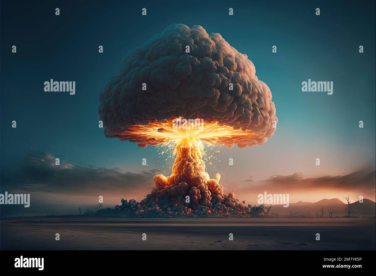 Explosion Nucléaire D'une Bombe Atomique Avec Un Champignon Radioactif Planete Vue Depuis Espace 39321945