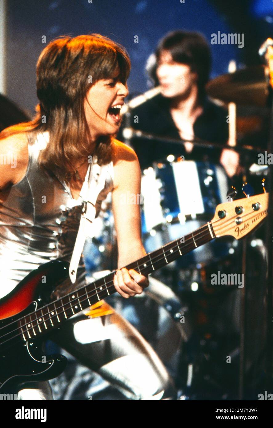 Rockpop, Konzert- und Live-Musik-Sendereihe, Deutschland 1977 - 1982, Sendung vom 21. Avril 1979, en direct sur scène: Suzi Quatro, amerikanische Sängerin und Bassistin mit Band Banque D'Images