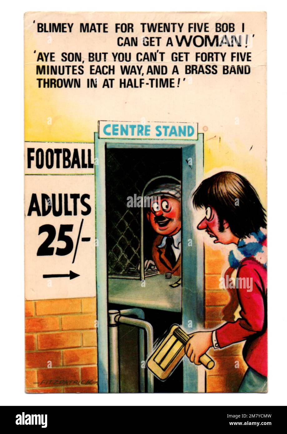 Carte postale n° 19 de la série Comic Bamforth vintage des années 1960. Humour britannique en bord de mer. Peut-être pas politiquement correct dans la société d'aujourd'hui. Banque D'Images