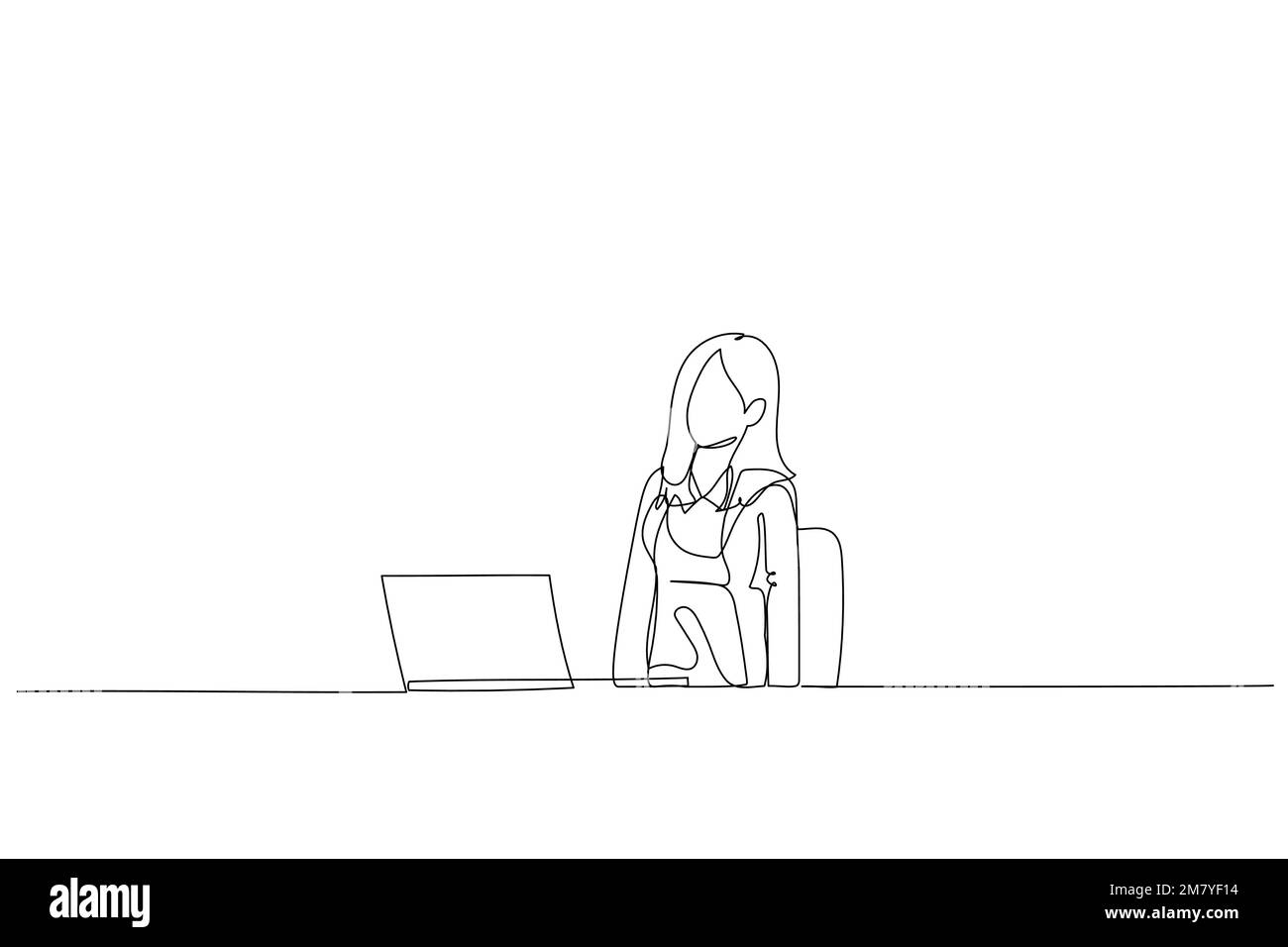 Tirage d'une femme d'affaires épuisé à cause du travail excessif. Un design de style art continu Illustration de Vecteur
