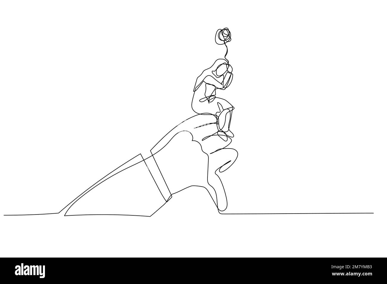 Caricature de la femme musulmane triste et stressée penser à l'évaluation de rétroaction négative de gestionnaire. Design de style art simple Illustration de Vecteur