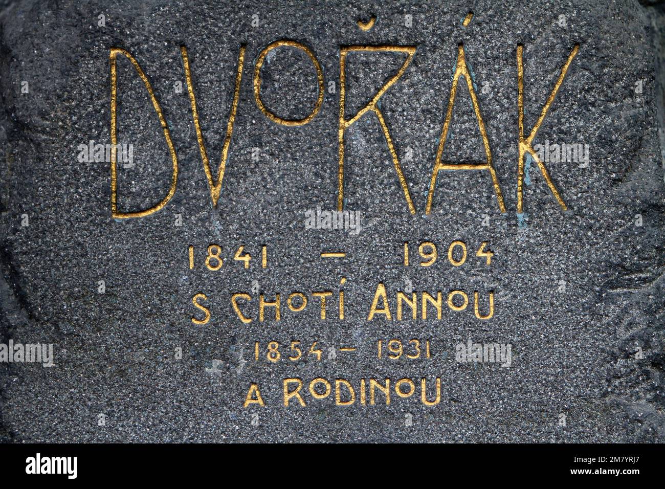 Tombín d'Antonín Dvorák. Plaque commémorative. Cimetière de Vysehrad. Prague. Tchéchie. Europe. Banque D'Images