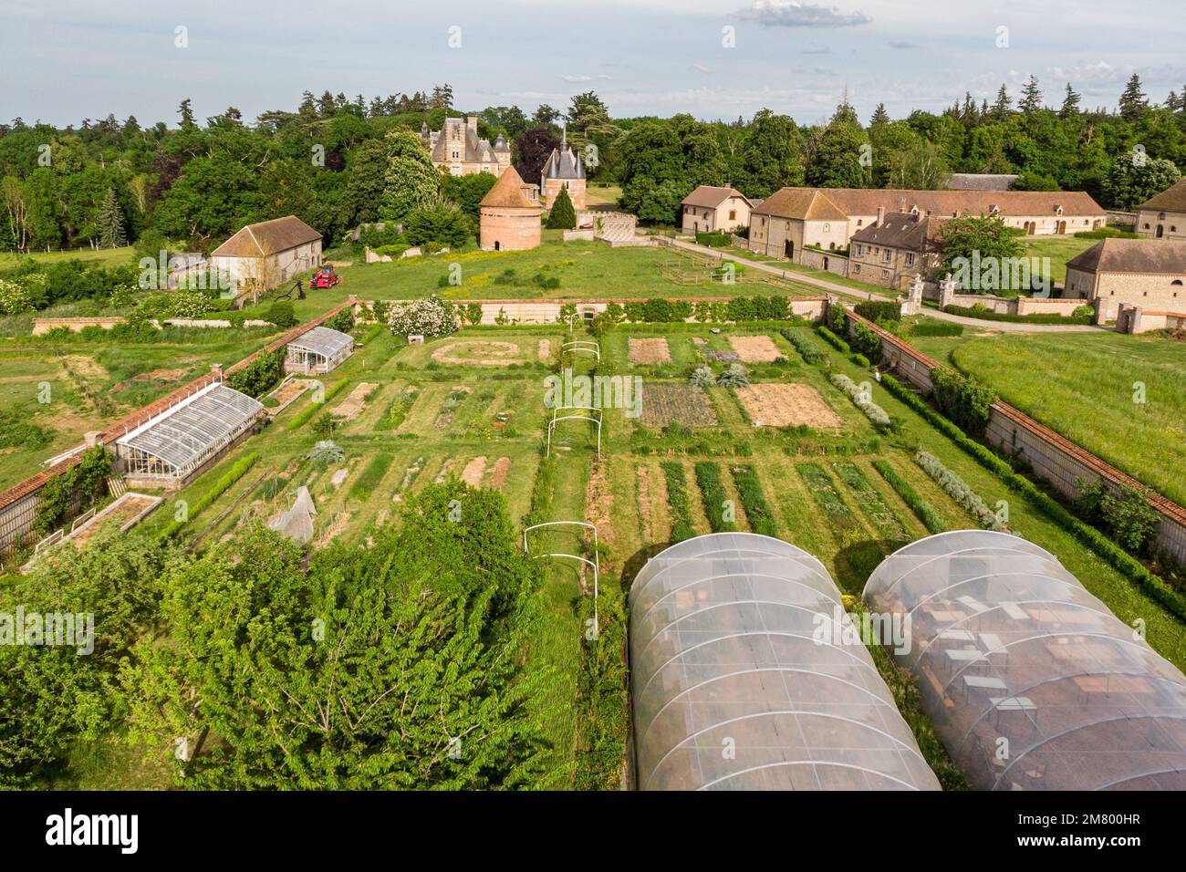 LE JARDIN POTAGER DU DOMAINE DE CHAMBRAY, L'ÉCOLE AGRICOLE DU CHÂTEAU DE CHAMBRAY, MESNIL-SUR-ITON, EURE, NORMANDIE, FRANCE Banque D'Images