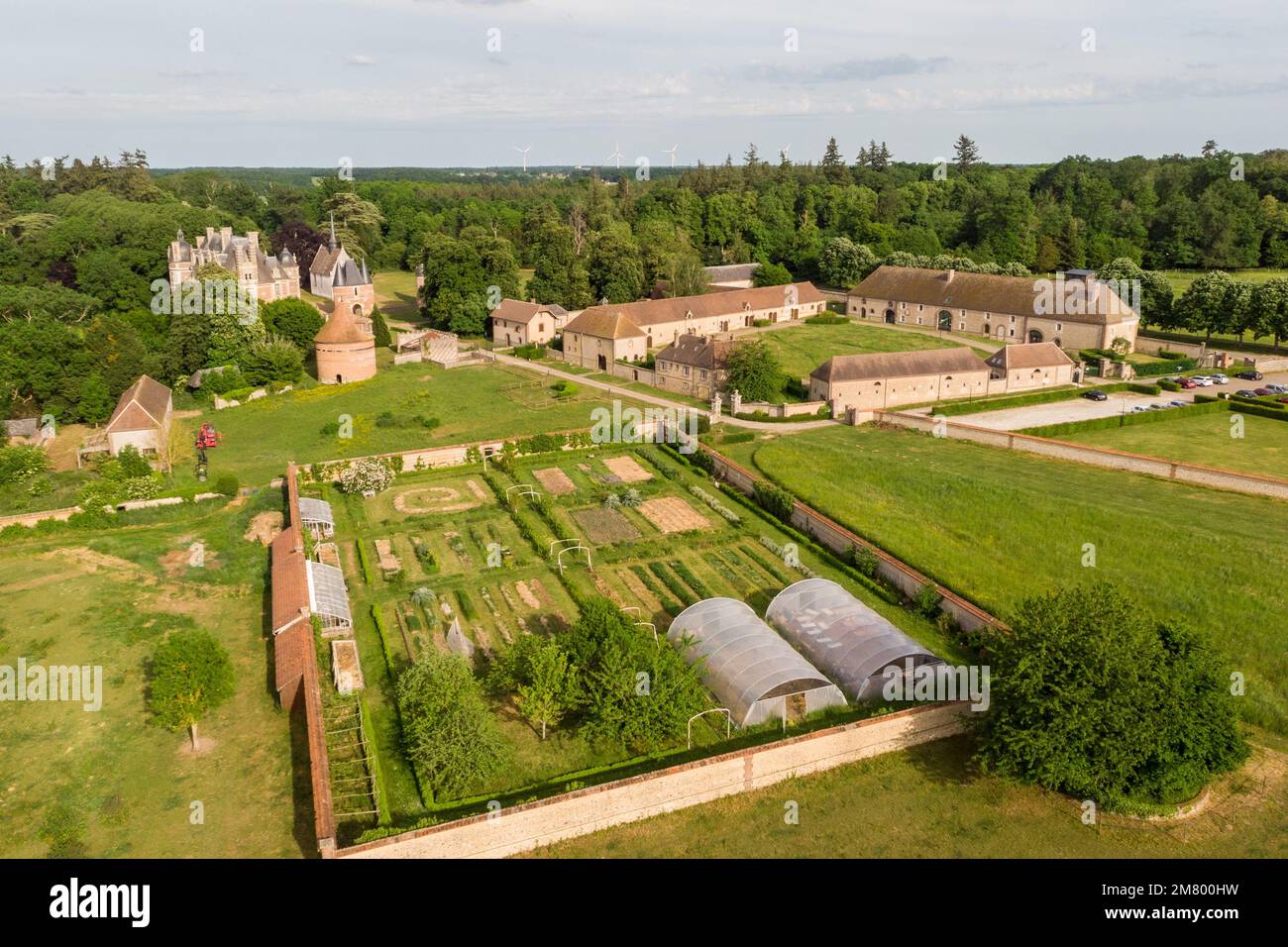 LE JARDIN POTAGER DU DOMAINE DE CHAMBRAY, L'ÉCOLE AGRICOLE DU CHÂTEAU DE CHAMBRAY, MESNIL-SUR-ITON, EURE, NORMANDIE, FRANCE Banque D'Images